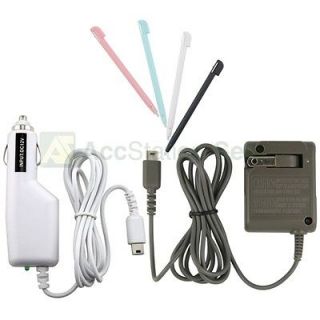   Travel+Car Charger+4 pc Color Touch Stylus For Nintendo DS Lite NDSL