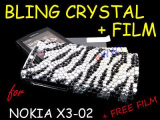   Black Bling Crystal Cover Hard Case + LCD Film for Nokia X3 02 LQCC565