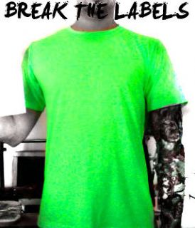 plain neon green t shirt fluorescent all sizes nu rave