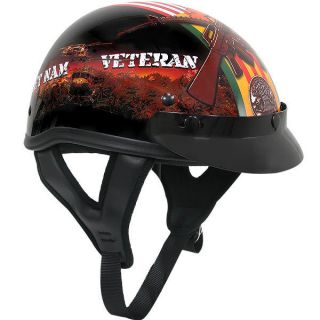 Glossy Motorcycle Half Helmet with Vietnam Veteran of America Graphics 