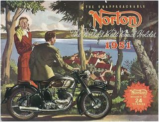 NORTON Brochure 1951 Models 16H Big 4 18 ES2 500T No7 Manx Inter 