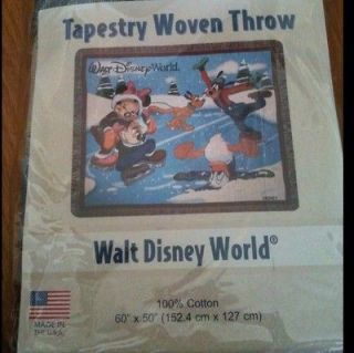 DISNEY Walt Disney World Woven Throw NEW In Package Mickey Mouse Pluto 