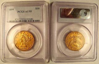 10 US 1899 EAGLE   beautiful GOLD coin CERTIFIED AU 55 