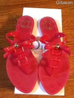 AUTH CHRISTIAN DIOR JELLY BOW FLIP FLOP SANDAL PINK ITALY 37 & 8 SALE 