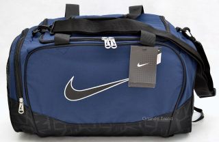 New Nike Brasilia 5 Dk Blue Black Small Duffle Bag Gym Tote Travel 