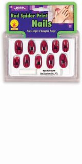 Red Spider Fake Nails Plastic Halloween Costume Nail Glue Spider Woman