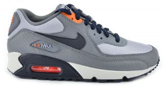 Nike Air Max 90 (GS) Big Kids Running Shoes Sneakers Grey/Blue/Orange 