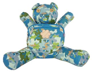 OILILY Boys Blue Stuffed Teddy Bear Camo PRINT BACKPACK/Bag. NEW