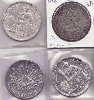 lot 4 old latin american and french indo china silver
