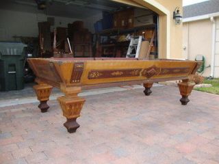 1870S JE CAME 9 ANTIQUE POOL TABLE (ASH + WALNUT) VERY RARE 