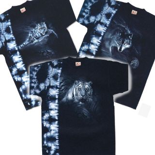 Tie Dyed Screen Printed Wolf, Tiger, Snow Leopard Adult T Shirts