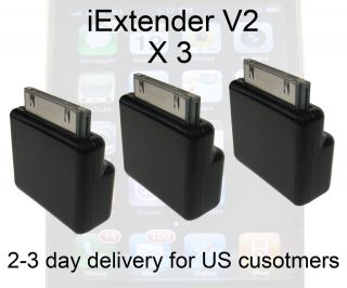 Dock Extender V2 30 pin Adapter BLACK Basic X3 deal for iPods iPhones 
