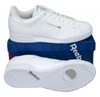 NEW REEBOK CLASSIC NPC II LEATHER TRAINERS SNEAKERS PUMPS SHOES white 
