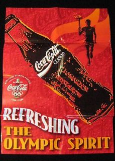   1996 Coca Cola Coke Olympics Poster ~ Red w/Olympic Runner 24 x 33
