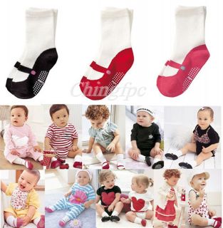 Baby Kids Children Girl Infant Toddler Anti slip Shoes Cotton Socks 6 