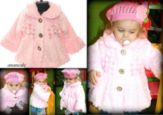 luxury baby girl pink fur coat beaded jacket winter fluffy