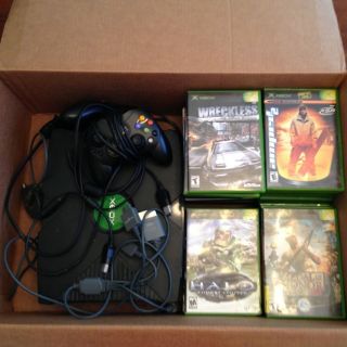 original xbox console with 30 games  0