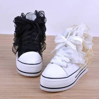  Womens Lace Embellished Canvas Wedding Sneakers Lace up 