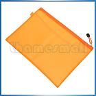Orange Plastic Zipper Closure Netty Inner A4 Size Paper Files Pen 