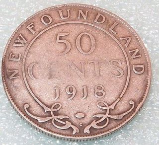 1918 c newfoundland half dollar fifty cent silver coin time