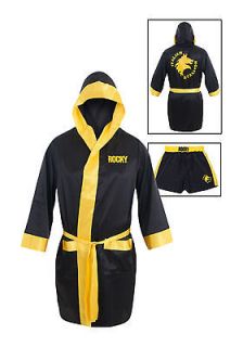 rocky satin robe boxer short set