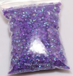 12g(2000pcs) Purple Half Round Acrylic Crystal Shiny Beads Flatback 