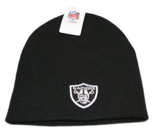 NFL Oakland Raiders Football (Black) Uncuffed Knit Beanie Hat Free 