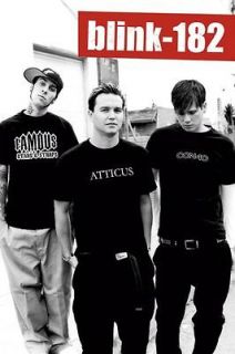 blink182 music poster black and white from united kingdom time