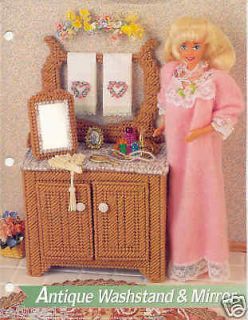 antique washstand mirror plastic canvas fashion doll 