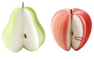 Novelty Apple & Pear Memo Pad Set Unusual Gift Dad Mum Teacher Thank 