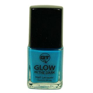 QT Glow In The Dark Nail Lacquer Polish Bright Neon Blue 0.5 oz /15 ml