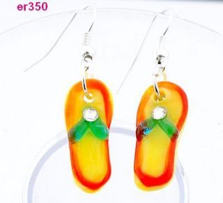 pair Shoes shape Art Glass Murano Lampwork Murano beades Earrings 