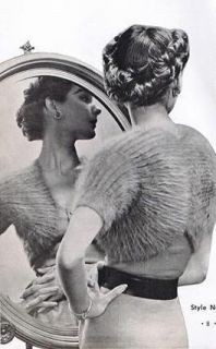 Vintage Knitting Pattern~1940s~Ladys Angora/Mohair Easy to Knit Shrug 