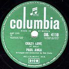 RARE UK No.26 1958 PAUL ANKA 78rpm CRAZY LOVE COLUMBIA DB 4110 EX 