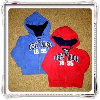 Oshkosh Bgosh, Lot Set Of 2 Red & Blue Zip Up Hooded Sweater Boys 