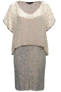 French Connection Pearl Queen silver sequins Dress Size 0 OR UK 4