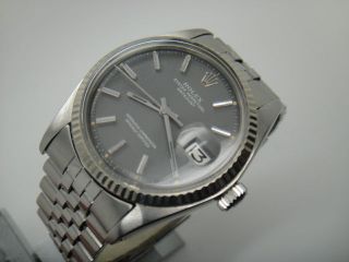 Rolex1601 Oyster Perpetual DateJust Mens Watch Gray Dial Genuine 