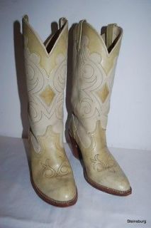 Dingo Acme Leather Cowboy Western Womens 8 M Inlay Off White Tan 