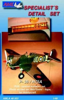 AML 1/48 Curtiss P 36/H 75A Control Surfaces set # A48003