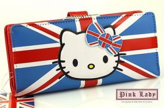 JW18 Cute Hello Kitty Classic British Flag Long Wallet Purse Bag