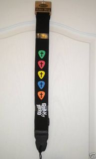 black canvas guitar strap god is my hero colored picks