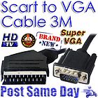 3M Scart Cable to Male SVGA VGA 15 Pin HD Plug Lead LCD