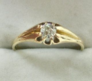 antique gents or ladies 18ct gold diamond solitaire ring from