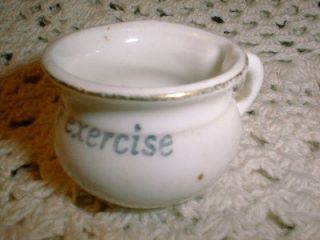 1900s Miniature Porcelain Evil Eye Morning Exercise Chamber Pot 
