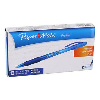 Paper Mate Profile Ballpoint Pens, Bold Point 1.4 mm, Blue Ink, Dozen