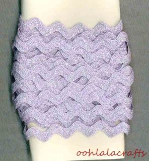 lavender glitter 3/8 ric rac ribbon craft sewing trim scrap booking 5 