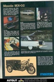 1983 Mazda MX 02 Concept Car & 1931 Mazda 3 Wheel Motorcycle Truck 