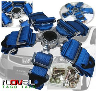 CAR/TRUCK 5 POINT CAMLOCK HARNESS QUICK RELEASE RACING SEAT BELT BLUE