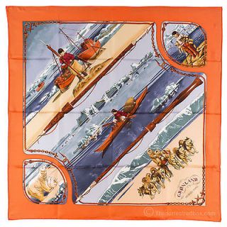 NEW Authentic Hermes GRONLAND Silk Scarf by Philippe LEDOUX Coral