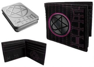 Heartagram Metal Badge Logo Bi Fold Leather Wallet In Picture 